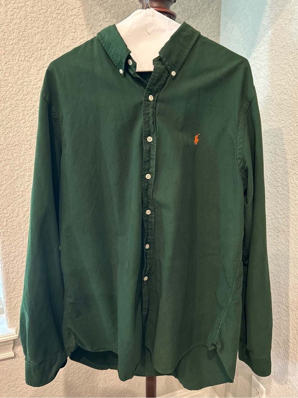 Ralph Lauren Dark Green Button-Down Shirt with Yellow Logo